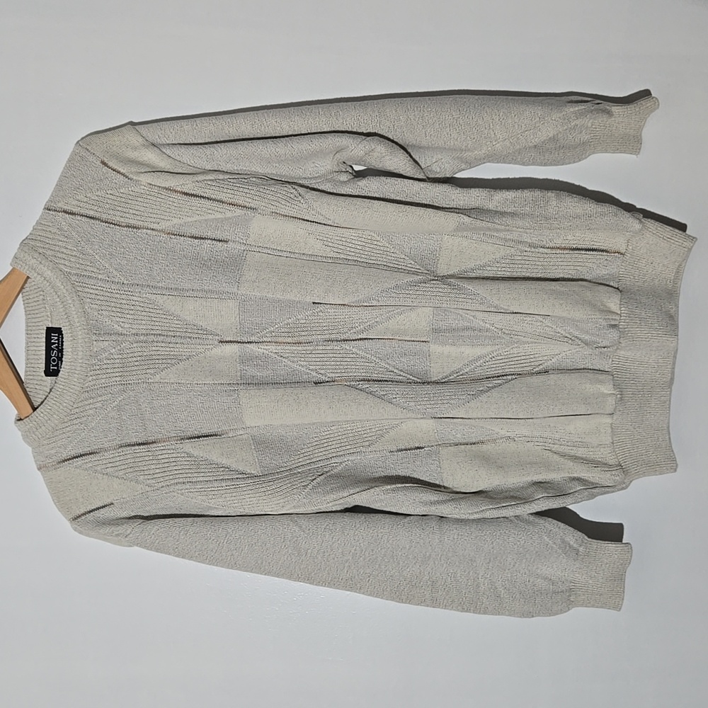 🏠 Vintage Tosani Cream Knit Grandpa Sweater Size M